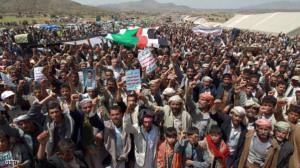 صورة من اعتصام الحوثيين خارج صنعاء